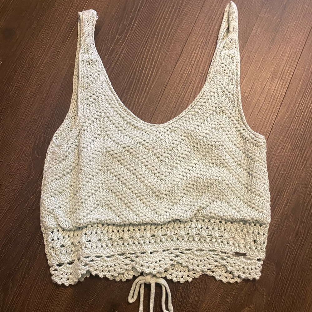 Cropped sweater material tank - sea foam green